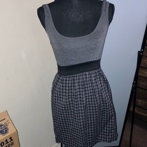 Xhilaration Gray and Black Checkered Kids Casual Dress